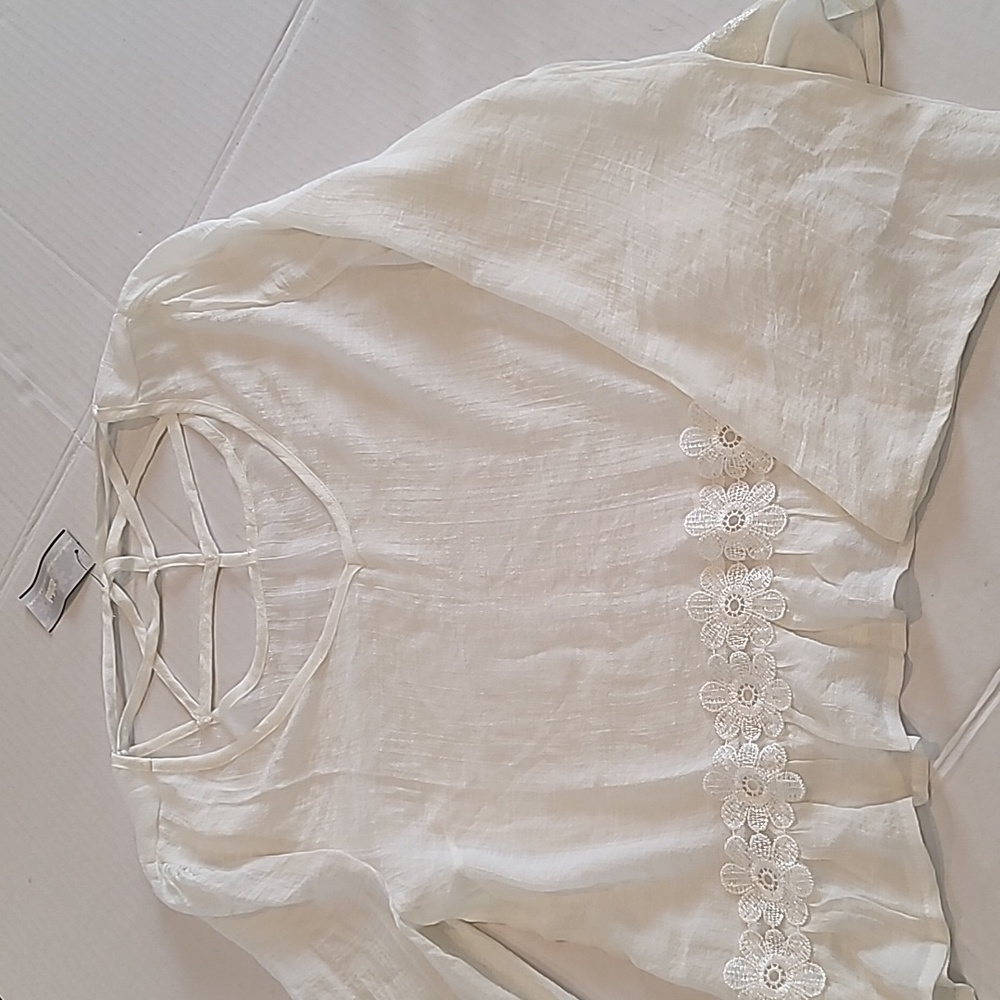 Zizibeh gauze top -White Sheer - Large